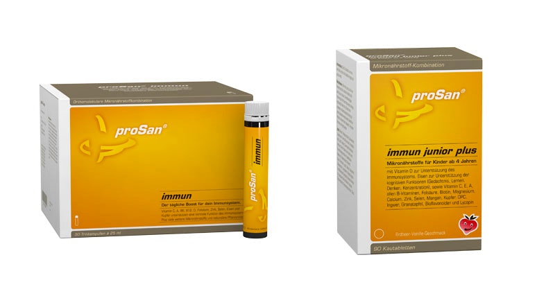 Familien Spar-Paket proSan immun Trinkampullen (30 Stück) + proSan immun junior plus